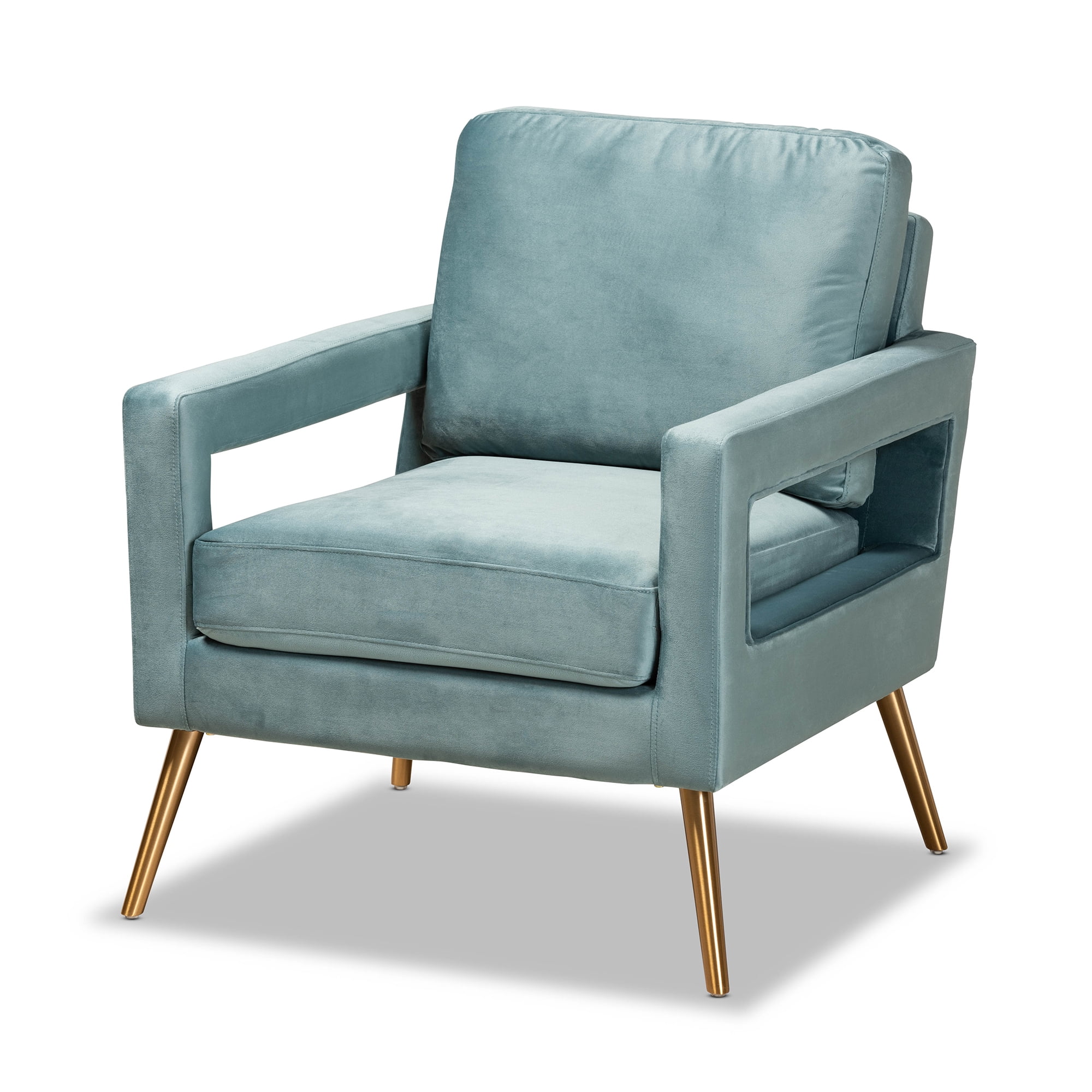 Baxton Studio Leland Club Chair, Light Blue