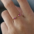 thumbnail image 4 of Ruby Cuff Ring, Baguette Ruby Open Band Ring, 18k Gold Plated Ring, Two Stone Ring, Dianty Stackable Ring., 4 of 5