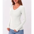thumbnail image 6 of Zeagoo Women Long Sleeve Basic Tee 3 Pack Fall V Neck Casual T-Shirt Ribbed Slim Fit Tops, 6 of 6