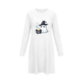 thumbnail image 5 of Women's Halloween Cute Print Lounge Dress Long Sleeve Crew Neck Casual Sleepwear Nightgown, 5 of 6