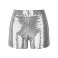 thumbnail image 4 of Haoxianjian Women's Sequin Sparkling Elastic High Waist A Line Party Concert Shorts Glitter Party Club Hot Shorts, 4 of 5