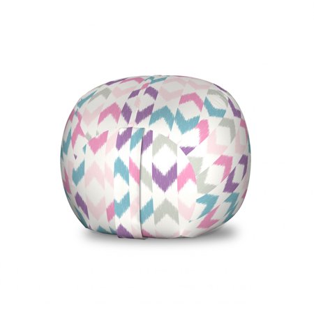 Geometric Storage Toy Bag Chair  Chevron Ikat in Pastel Soft Toned Zigzags Crossed Triangles Design  Stuffed Animal Organizer Washable Bag  Small Size  Multicolor  by Ambesonne
