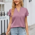 thumbnail image 4 of yillto Womens Satin Silky Blouse V Neck Pleated Ruffle Sleeve Work Office Summer Dressy Tunic Tops, 4 of 6