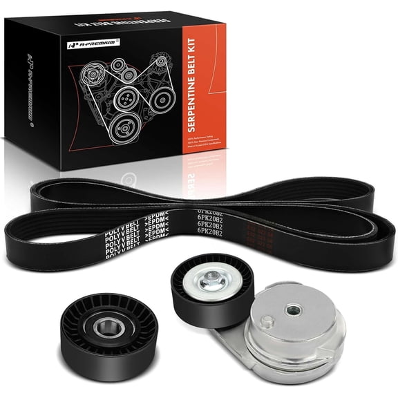 A-Premium Engine Serpentine Belt Drive Kit w/Tensioner & Idler Pulley Compatible with Jeep Grand Cherokee 2005-2008, Commander 2006-2008, 5.7L, 3-PC Set
