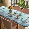 thumbnail image 3 of Coastal Anchor Blue Table Cloths for 8 Foot Rectangle Tables, Summer Beach Nautical Coral Starfish Patio Waterproof Elastic Fitted Tablecloths, Washable Rectangular Table Cover for Camping, 3 of 8