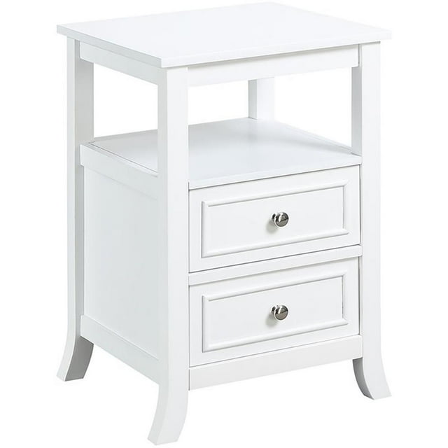 Convenience Concepts Melbourne Table d'Appoint à Deux Tiroirs, Fini Bois Blanc