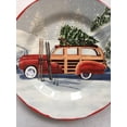 thumbnail image 2 of Christmas Red Car Carrying Tree With Skis Resting On Side Plate, 2 of 3
