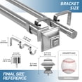 thumbnail image 3 of Urbanest Pila Manhattan 1" 3/4" Double Drapery Curtain Window Rod Set - 48" to 84", Brushed Steel, 3 of 6