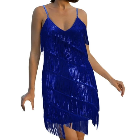 

Wedding Guest Dresses for Women White Dress Women Women s Fashion Suspender Crewneck Sequin Feather Sleeveless Solid Mini Dress Party Dress on Clearance Summer Dresses Tops Dressy Blue One Size