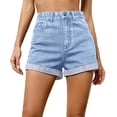 thumbnail image 5 of UDAUDU Jeans Shorts Womens High Waisted Stretchy 2026 Summer Comfy Stretchy Workout Hot Denim Shorts Light Blue L, 5 of 6