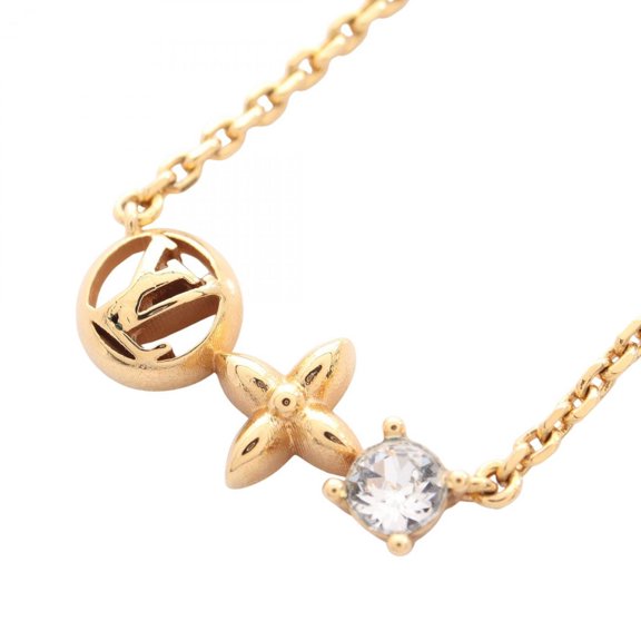 Pre-Owned Louis Vuitton Petit Necklace Jewelry GP (Gold Plated) Rhinestone Women's Gold/Clear...