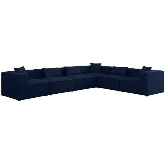 Meridian Furniture Cube Navy Durable Linen Modular Sectional