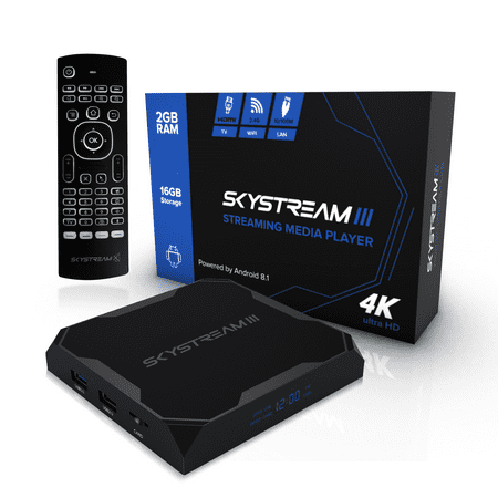 SkyStream Three 4K HDR Android Streaming Media (Best Android Network Media Player)