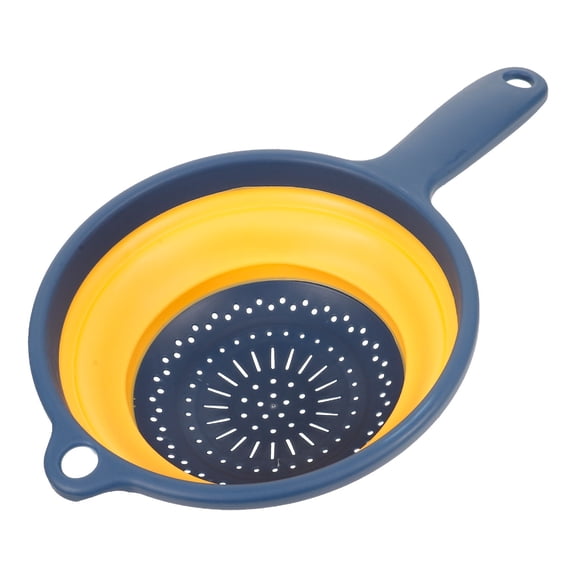 Healifty 1Pc Space Saving Foldable Kitchen Fruit Strainer and Vegetable Washing Basket in Blue