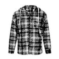 thumbnail image 3 of Mens Shirts Men's Flannel Plaid Hooded Jacket Button Down Sherpa Fleece Lined Long Sleeve Warm Y2k Heavyweight Coat, 3 of 5