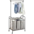 thumbnail image 6 of mDesign Portable Laundry Sorter with Wheels and Steel Hanging Bar, Graphite/Gray, 6 of 7