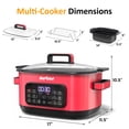 thumbnail image 3 of Heynemo 6.5QT Digital Multi Cooker, 12-in-1 Slow Cooker & Roaster with Timer, Temp Control, Delay Start, Nonstick Pot, Red, 3 of 10