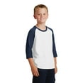 thumbnail image 4 of Port & Company Youth Core Blend 3/4 Sleeve Raglan Tee-S (White/ Navy), 4 of 6