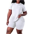 thumbnail image 2 of Njoeus 2 Piece Tracksuit Set for Women, Women's Casual Short Sleeve Tops Pockets Bodycon Biker Shorts Set Jogger Outfits Running Workout Gym Clothes, 2 of 4