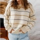 thumbnail image 4 of Suéter de cuello redondo para mujer, blusa de poliéster con rayas de colores y manga larga para invierno, 4 of 4