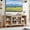 Natural, variant on YANGLI Farmhouse TV Stand with Glass Door Cabinet & Adjustable Shelves, Fits 60-65" TVs, Blue