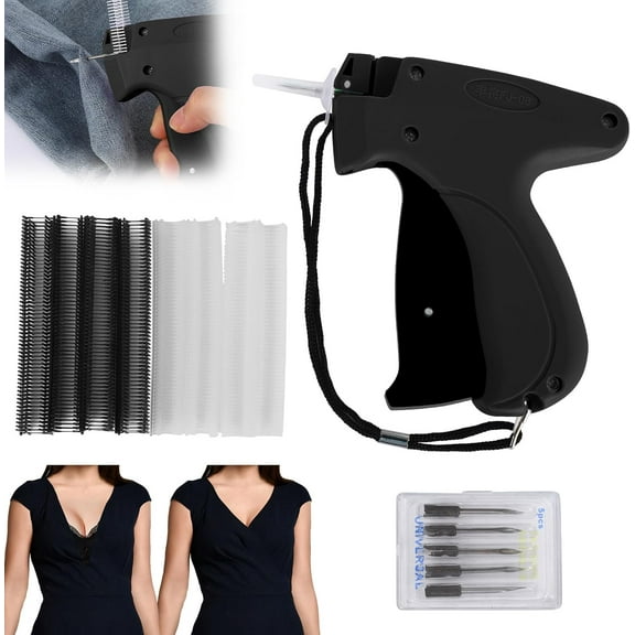 Stitchy Quick Clothing Fixer,Fine Tagging Gun Kit for Clothing Fixer Mini Stitch Gun for Clothes Speedy Sticky Sewing Quilting Hemming Tag Gun with 5 Needle 500 White 500 Black Micro Fasteners (Black)