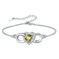 thumbnail image 1 of Pulsera Silvora Corazón Infinito Sintética Citrino topacio plata de ley regalo de cumpleaños, 1 of 8