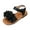 Black, variant on Girls Flat Sandals Ankle Strap Open Toe Princess Flower Shoes Toddler Footbed Casual Slides