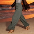thumbnail image 5 of Women's Wide Leg Linen Pants Lounge Outfit Baggy High Waisted Pants Yoga Workout Sweatpants Straight Leg Trousers Office Dress Work Slacks Linen Cotton Blend Pants Solid Color Long Trousers Xl, 5 of 5