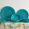 thumbnail image 6 of Rustic Beaded Melamine Dinnerware Sets, 12 Piece Plates and Bowls Sets, Durable and Chip Resistant Hard Plastic Farmhouse Dishes Set, Service for 4(Turquoise), 6 of 16