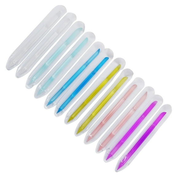 12Pcs Glass Cuticle Pusher Cuticle Remover Glass Nail File Double Ended Manicure