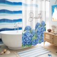 thumbnail image 4 of No Hook Shower Curtain with Built-in Rings - Farmhouse Floral Washable Waterproof Fabric Bathroom Curtains for Hotel,Rentals, Stall 36 X 78 Inch , Inspirational Quote Breathe Hydrangeas Blue, 4 of 8