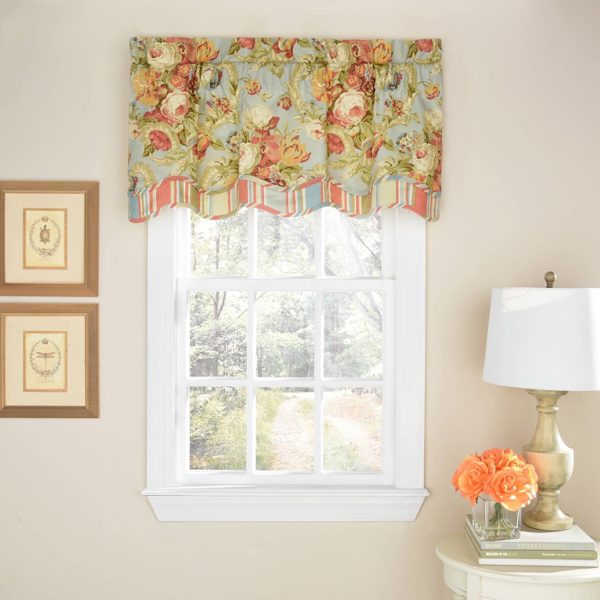 *WAVERLY PAISLEY PRISM LATTE MODERN ESSENTIALS SCALLOPED LINED Valance Curtains! 