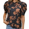 thumbnail image 1 of Tops Cortos para las Mujeres Manga de Herradura Impresa Manga Corta Cuello Redondo, Top de Moda para Primavera Verano Casual, 1 of 7