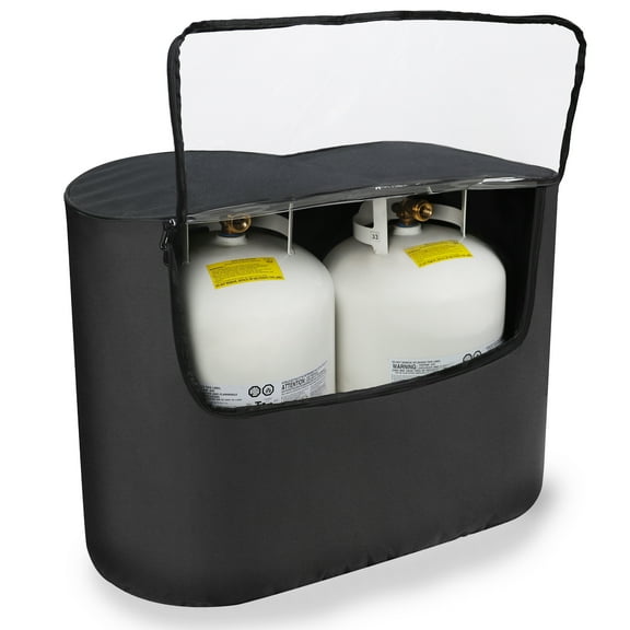 Dumble RV Propane Tank Covers - 20 lb Dual LP Tank Soft Cover with Clear Window