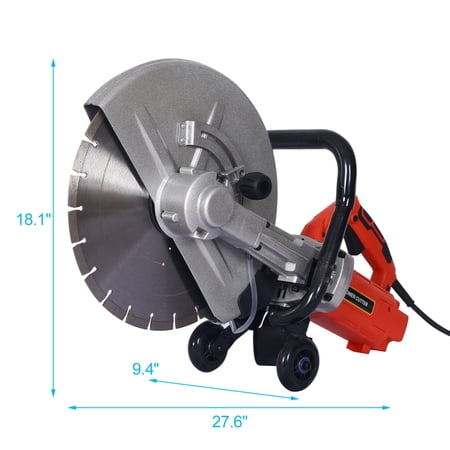 Gearwell Concrete Cut Off Saw, 14-Inch Electric Concrete Saw Cutter and Wet Dry Masonry Saw, 3000W with Guide Roller, Water Line Attachment and Blade