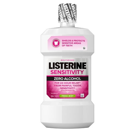 Listerine Sensitivity Alcohol-Free Mouthwash in Fresh Mint, 2 x 500 mL