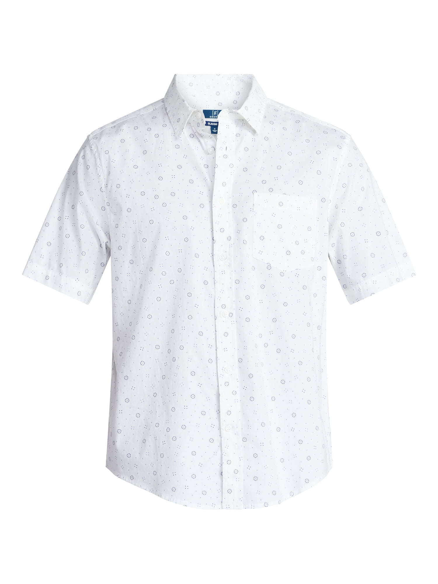 George Men's & Big Men's Modern Fit Poplin Button Up Shirt with Short Sleeves, Sizes XS-5XL