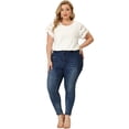thumbnail image 3 of Women's Plus Size Tops Lace Panel Elegant Work Short Sleeve Top White 1X, 3 of 7