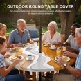 thumbnail image 3 of Round Outdoor Tablecloth with Umbrella Hole and Zipper, Orange Coastal Beach Tablecloth with Elastic Waterproof, Rustic Abstract Sea Waves Striped Patio Table Covers for 45" - 54" Picnic Pool Tables, 3 of 9