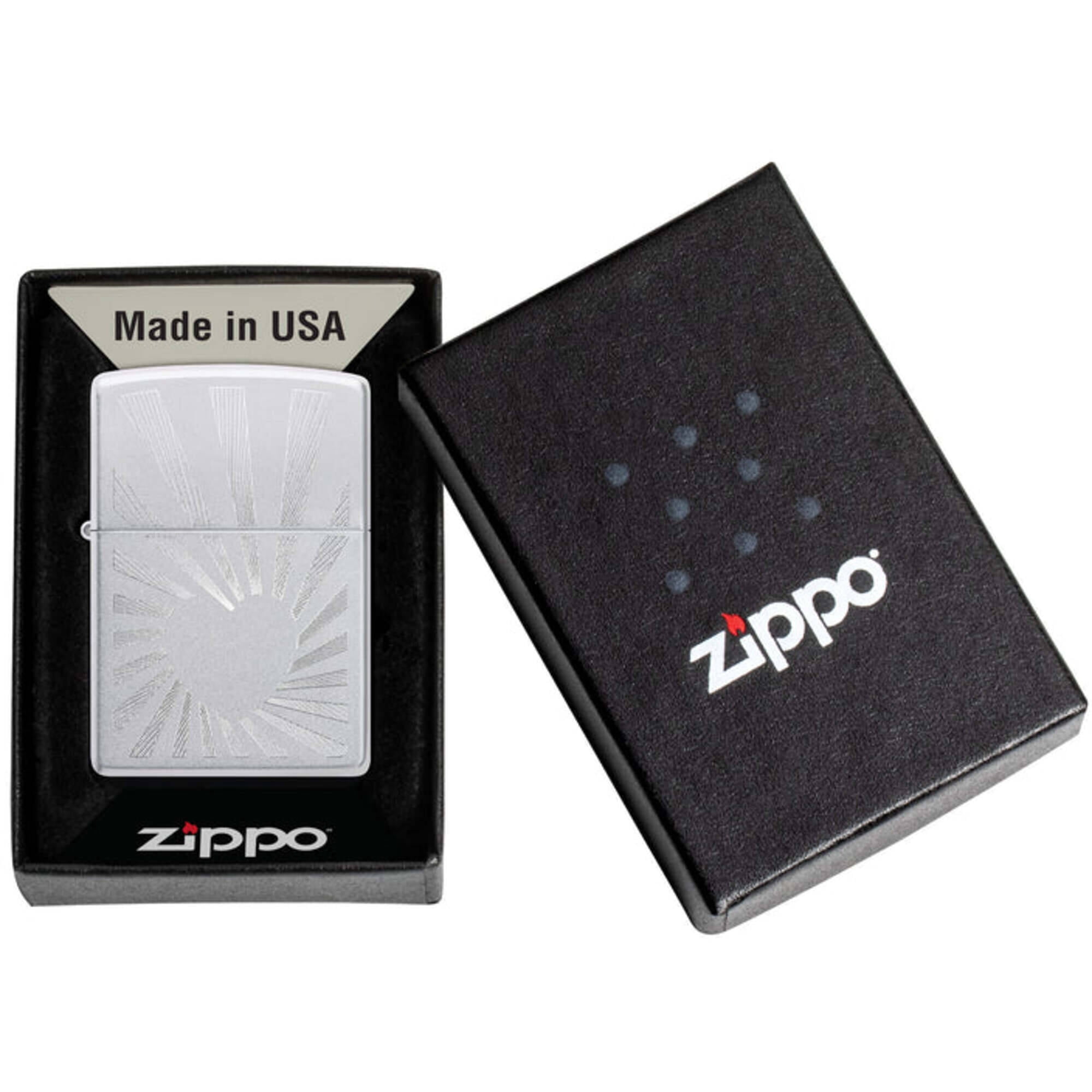 Zippo 46480 Love Radiates Design Satin Chrome Metal Pocket Lighter