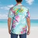thumbnail image 4 of Balery Dragonfly Floral Camisas hawaianas de manga corta para hombre, camisas playeras de corte holgado, camisas de vacaciones con botones,Medium, 4 of 7