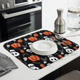 thumbnail image 3 of Black Halloween Pumpkin Faces Dish Drying Mat for Kitchen 1 Pack, Ultra Absorbent Microfiber Dishes Drainer Mats,16x18in(41x46cm), 3 of 6