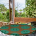 thumbnail image 2 of Ambesonne Emoji Fitted Round Tablecloth, Smiling Circles Face Crosse, 36"- 40" Diameter, Redwood Teal Jade Green, 2 of 5