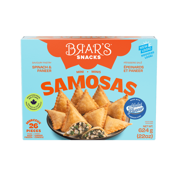 BRAR'S EPINARD ET PANEER FROMAGE SAMOSA FEUILLETEE DOREE, FARCH AUX EPINARDS ET PANEER