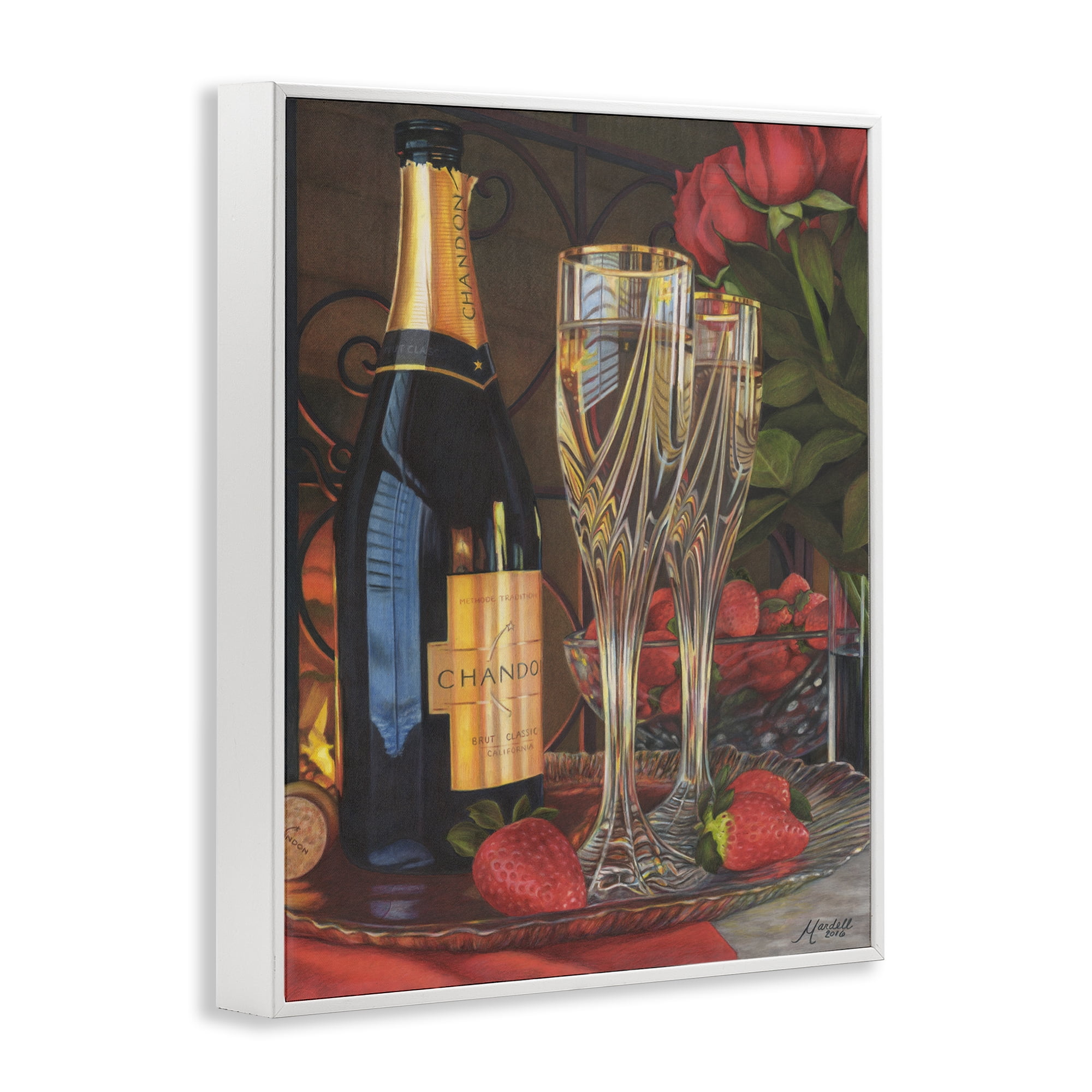 Stupell Industries Romantic Champagne Pair Food & Beverage Painting White Framed Art Print Wall Art, 16 x 20