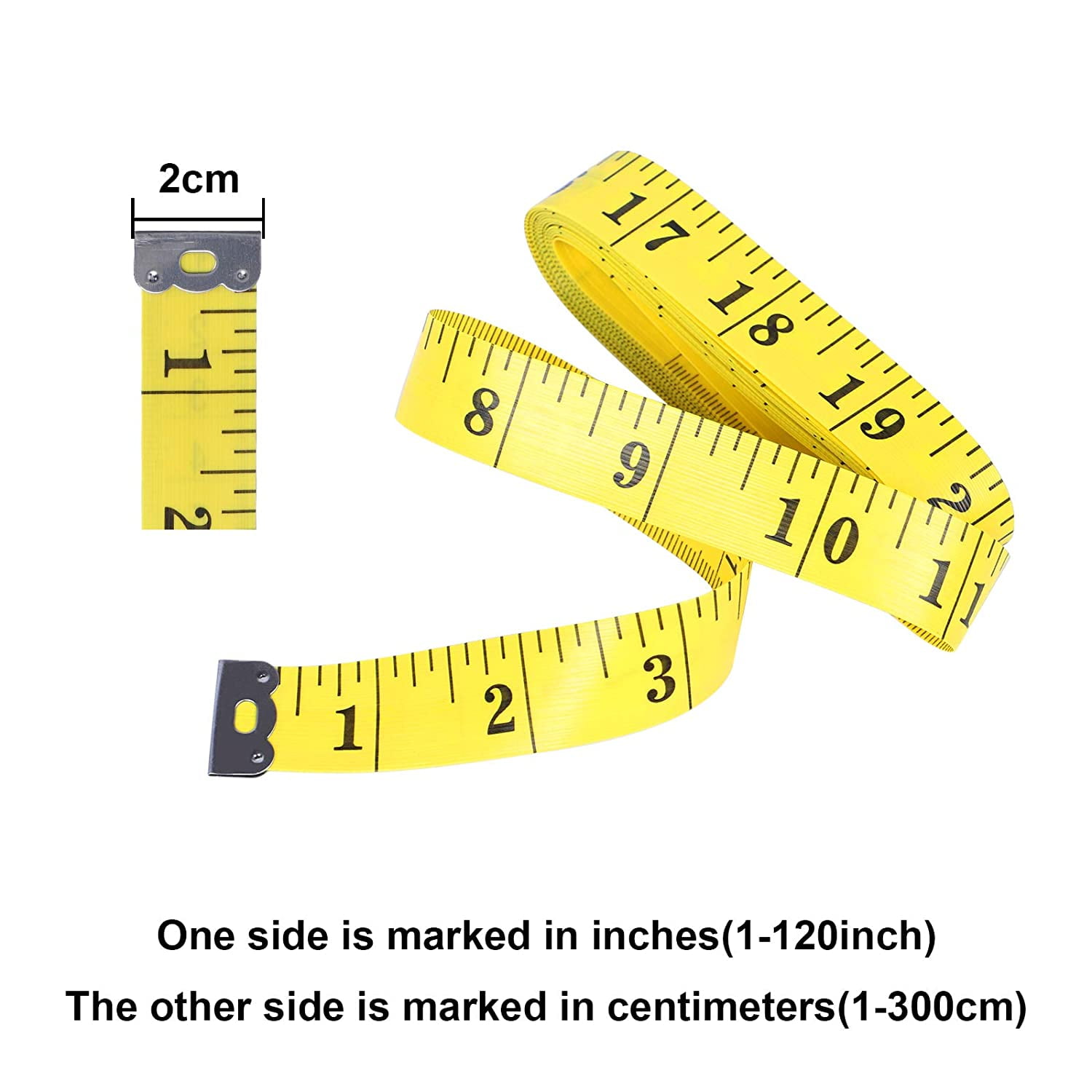 2 Pack Sewing Tape Measure120Inch/300cmDouble-Scale Soft Tape Measuring Body  Weight Loss Medical Body Measurement Sewing Tailor Cloth Ruler Dressmaker  Flexible Ruler Tape Measure (Black)