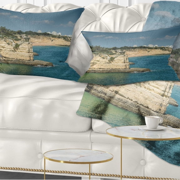 Designart Armacao de Pera Algarve Beach - Seascape Throw Pillow - 12x20