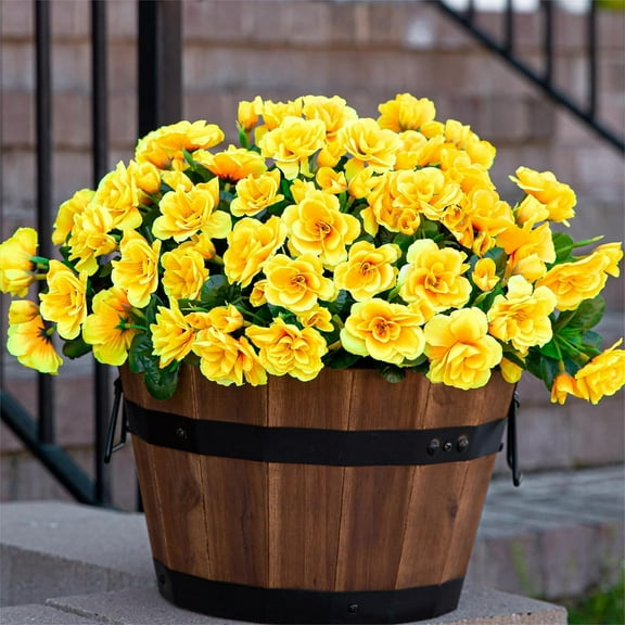 6 Bunches Artificial Rhododendron Fake Outdoor Flowers UV Resistant No Fade Faux Plastic Plants Garden Porch Home Decoration