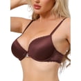 thumbnail image 4 of INSPIRE CHIC Lace Trim Push Up Bra for Women Plunge Underwire Full Coverage Bralette Cleavage Support Bras with Adjustable Straps Brown 34 B, 4 of 4